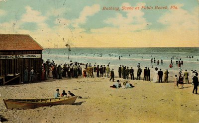 Postcard: Bathing Scene at Pablo Beach, Florida; undated