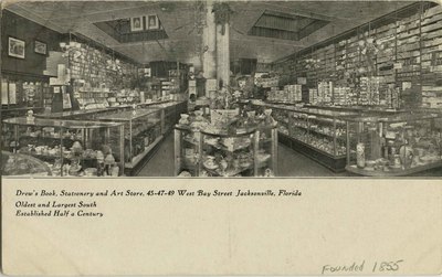 Postcard: Drew's Book, Stationary and Art Store, Jacksonville, Florida