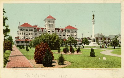 Postcard: Hemming Park and Windsor Hotel, Jacksonville, Fla