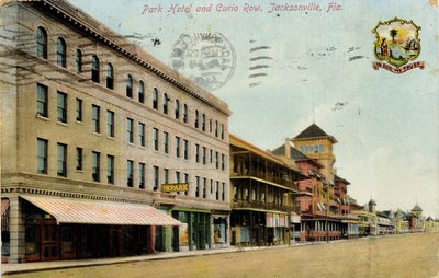 Postcard: Park Hotel and Curio Row, Jacksonville, Florida