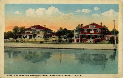 Postcard: Beautiful Homes on River Boulevard, Riverside, Jacksonville, Florida; 1900's