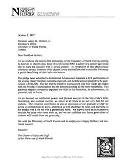 Letter to President Adam W. Herbert