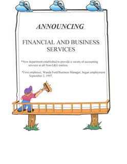 Department of Financial & Business Service Announcement