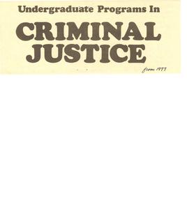 Undergraduate Programs in Criminal Justice
