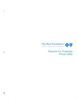 The Blue Foundation Request for Proposals Winter 2003