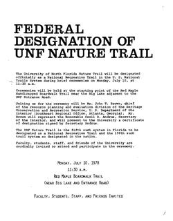 Federal Designation of UNF Nature Trail Materials