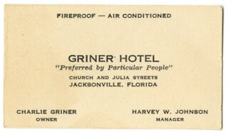 Business Card: Griner Hotel