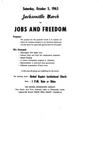 Flyer: Jacksonville March for Jobs & Freedom. Saturday, October 5, 1963