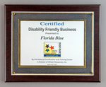 Certified Disability Friendly Business 2012-2013 plaque by National Certification and Training Center: A Division of Wilson Resources, Inc.