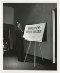 Employee Sets Up A Sign for Employee Open House by Blue Cross of Florida, Inc. and Blue Shield of Florida, Inc.
