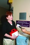 BCBSF representative speaking to local news at Wolfson Children's Hospital by Blue Cross and Blue Shield of Florida, Inc.