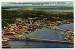 Aerial View, showing Highway and Railroad Bridges across St. John's River, Jacksonville, Florida