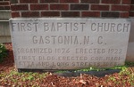 Former First Baptist Church cornerstone Gastonia, NC
