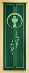 A Green Banner with the Eucharistic Bread and Wine together with grape clusters by James Dwight Davis