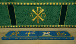 Chi-Rho Monogram on Altar Cloth and Eucharistic symbols on the Kneelers by James Dwight Davis