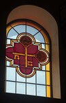 Window Two of Seven Depicting the Sacraments. This one shows the keys of Reconciliation symbolizing Confession by James Dwight Davis