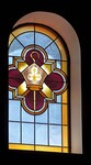 Window Four of Seven Depicting the Sacraments. This one shows the miter and crosier of Confirmation by James Dwight Davis