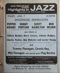 Highlights in Jazz Concert 073 - Saxophone Inspirations by Jack Kleinsinger and Danny Gottlieb