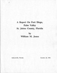 A Report On Fort Diego, Palm Valley St. Johns County, Florida by William M. Jones