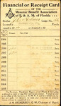 Financial or Receipt Card for Brother J.C. Holmes by Masonic Benefit Association of Free and Accepted Masons of Florida
