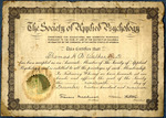 The Society of Applied Psychology Certificate, Thomas H.B. Walker D.D.