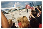 Air Force One. Bill Clinton walking toward the podium. 1996